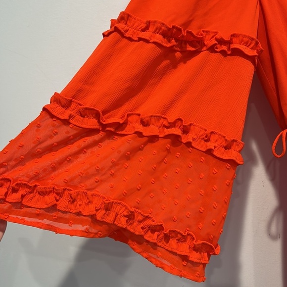 Alexis Red Orange Ruffled Angel Sleeve Maxi Dress women’s oversized small - Picture 4 of 7